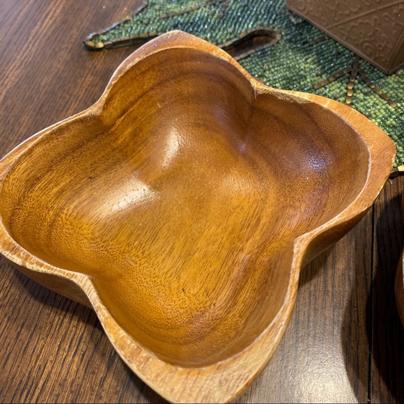 2 Vintage Monkey Pod Boho Wood Bowls - Picture 11 of 12